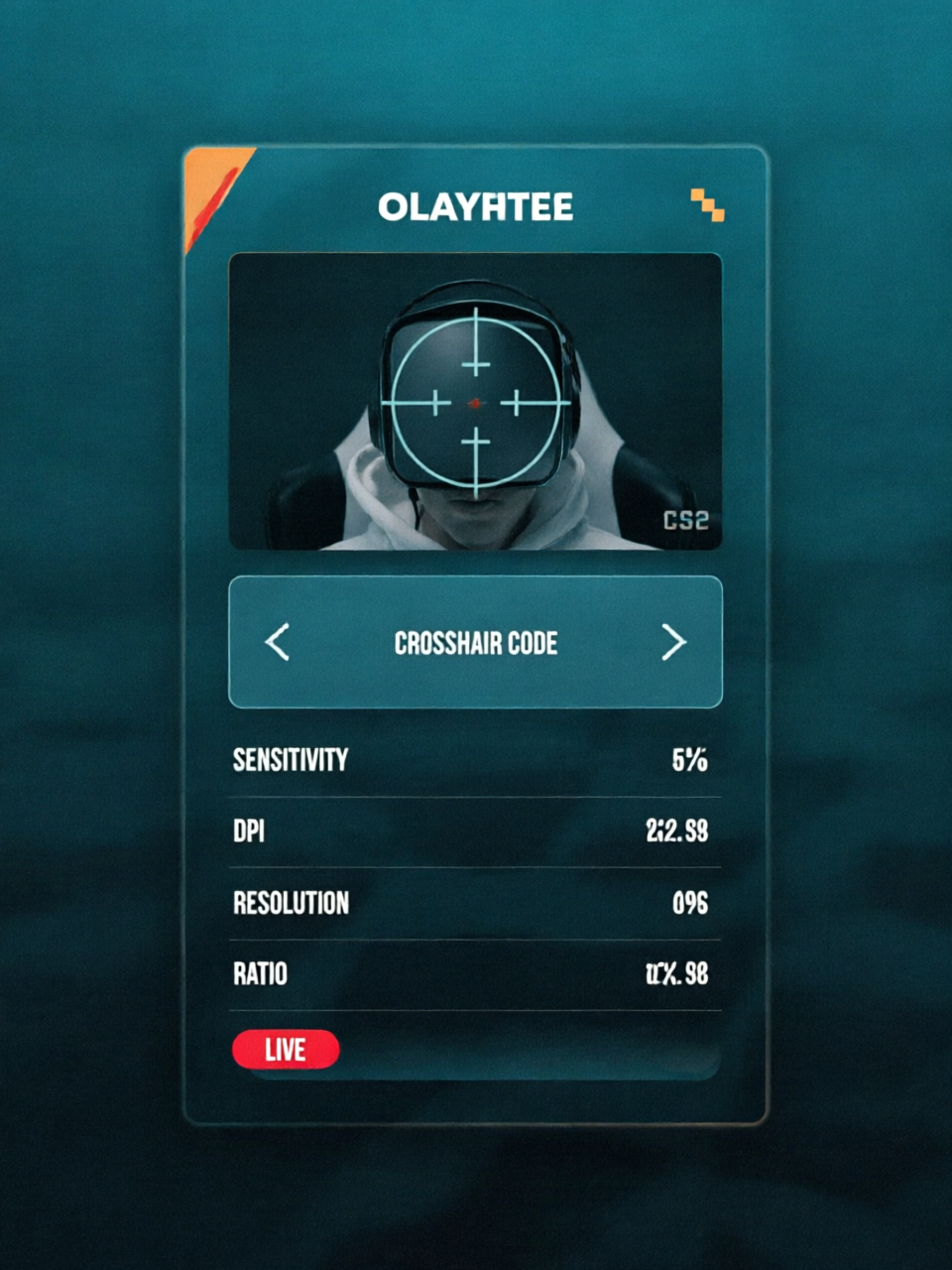 A split-screen UI comparison of two CS2 pro settings websites, ProSettings and CS2Settings, with player cards and crosshair codes labeled in English